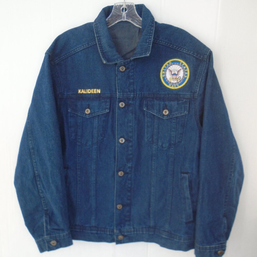Danbury Mens Official United States Navy Jeans Jacket Size M Blue